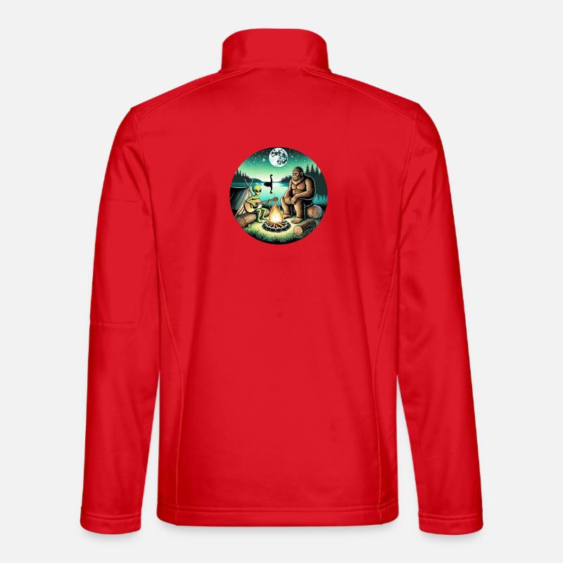 Alien Bigfoot UFO Sasquatch Believers Spaceship - Unisex Softshell Jacket - red
