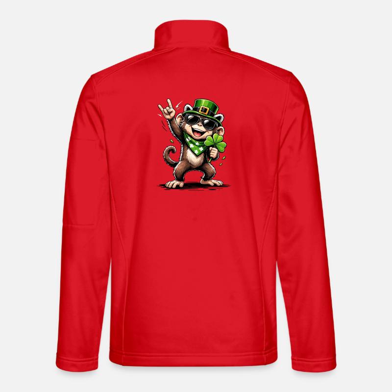 Monkey Shamrock St. Patty's Funny Gift - Unisex Softshell Jacket - red