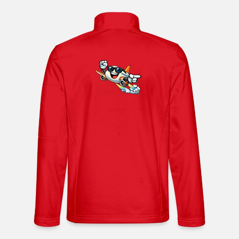 Fröhliches Flugzeug mit Sonnenbrille - Unisex Softshelljacke - Rot