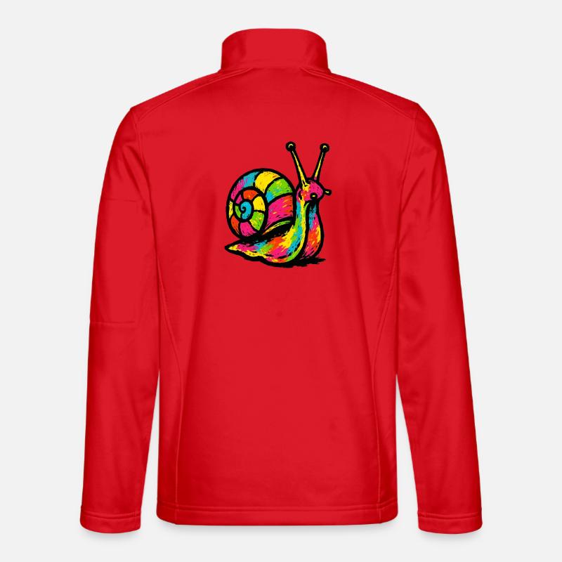 Rainbow Snail: Pop Art Gastropod - Unisex Softshell Jacket - red
