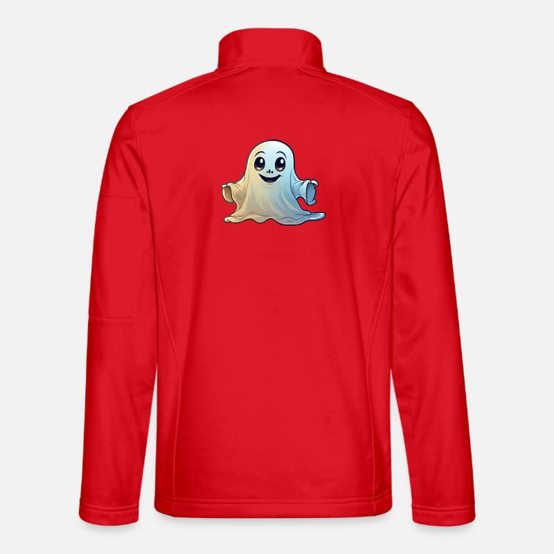 Friendly Ghost Cartoon - Unisex Softshell Jacket - red
