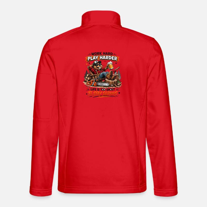 Work Hard Play Harder Lumberjack - Unisex Softshell Jacket - red