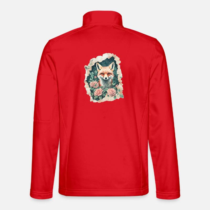 Fox with Roses Vintage - Giacca softshell unisex - rosso