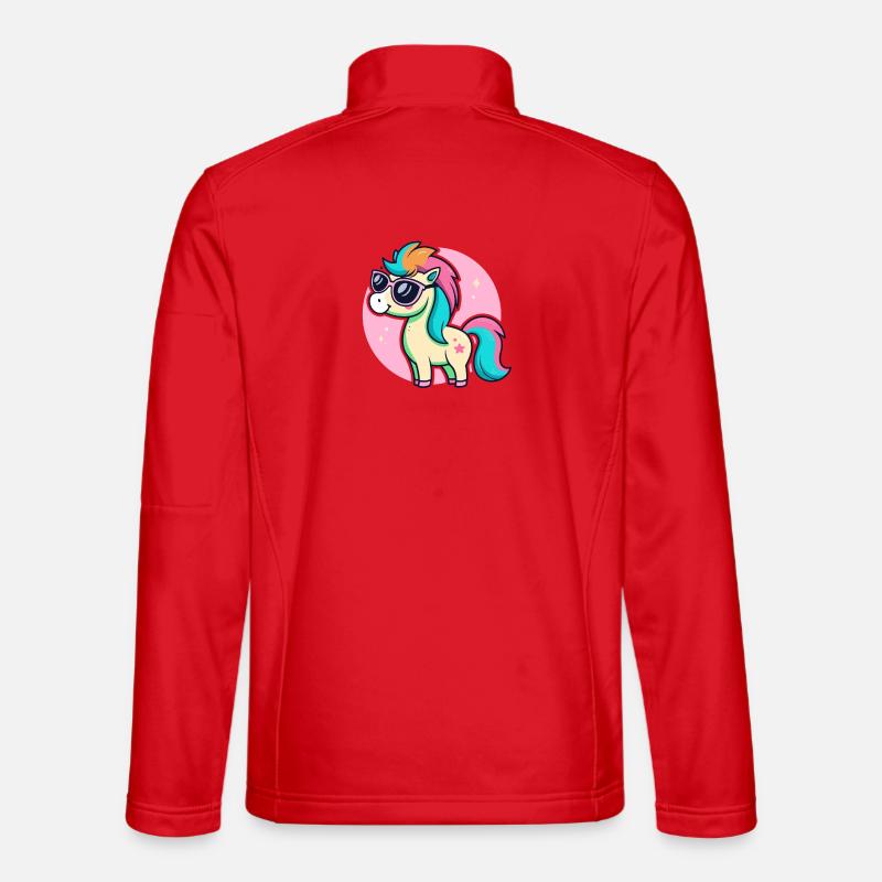 Rainbow Pony Glam Glasses - Unisex Softshell Jacket - red