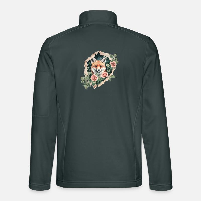 Fox with Roses Vintage Unisex Softshell Jacket