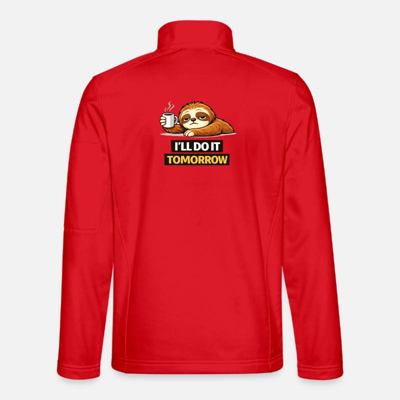 Procrastination Sloth with Coffee - Unisex Softshell Jacket - red