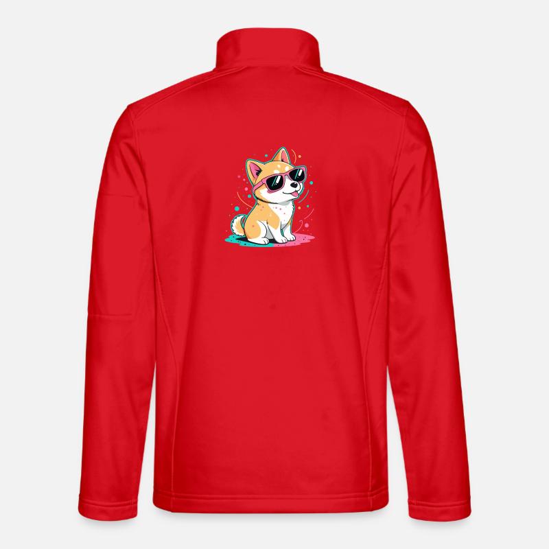 Corgi-Neon-Glänzende Brillen - Unisex Softshelljacke - Rot