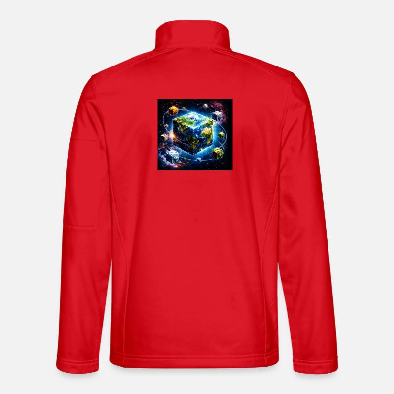 Cube terrestre dans l’espace - Veste en tissu softshell Unisexe - rouge
