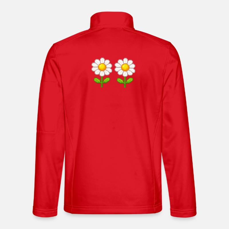 Fleurs doubles Pixel Daisy Veste en tissu softshell Unisexe