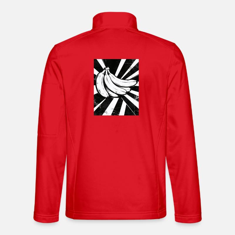 Black and White Bananas Collage - Unisex Softshell Jacket - red