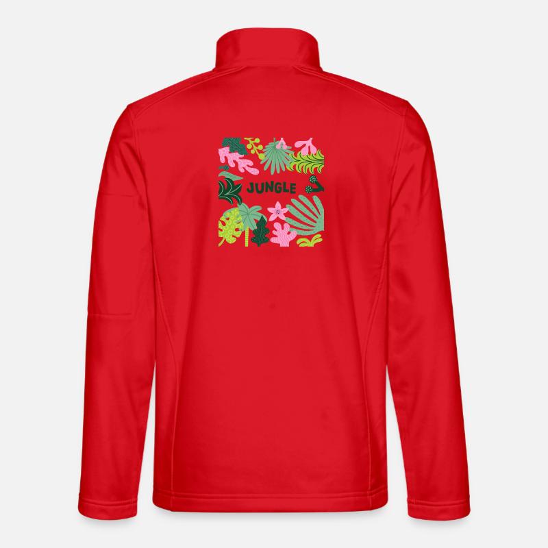 Jungle Tropical Leaves Pattern Nature Design - Unisex Softshell Jacket - red