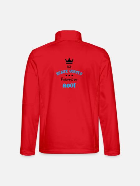 Cadeau naissance bébé garçon Août Beaux Gosses BG - Veste en tissu softshell Unisexe - rouge - Dos