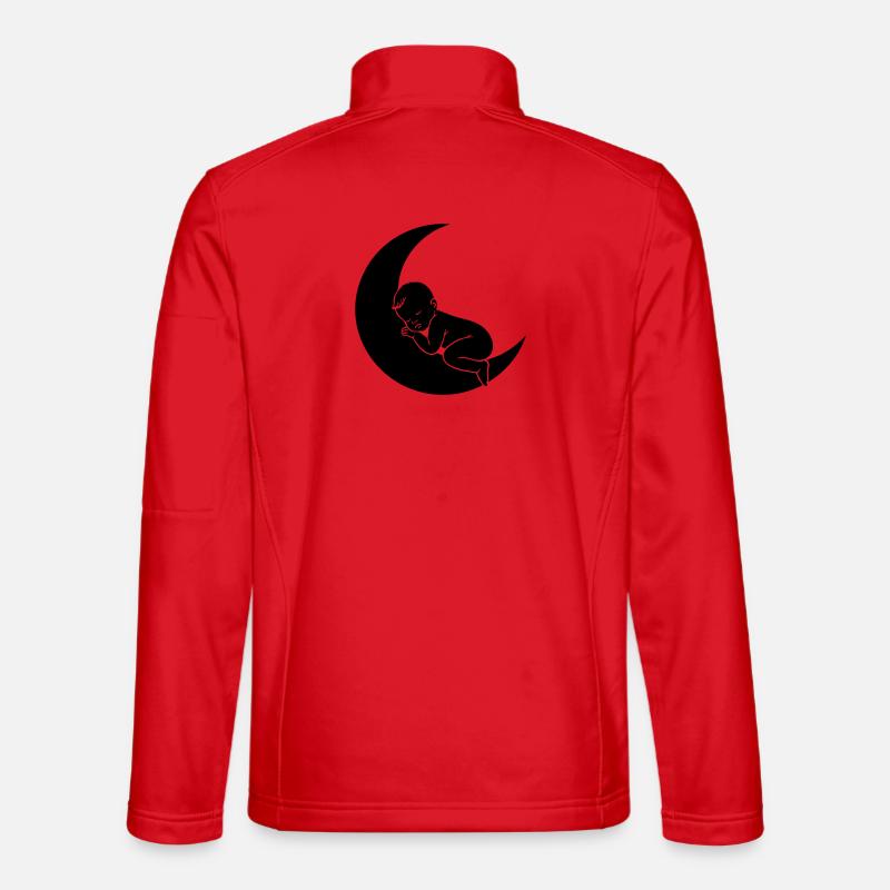 Baby on Moon – Sweet Sleep Silhouette - Unisex Softshell Jacket - red