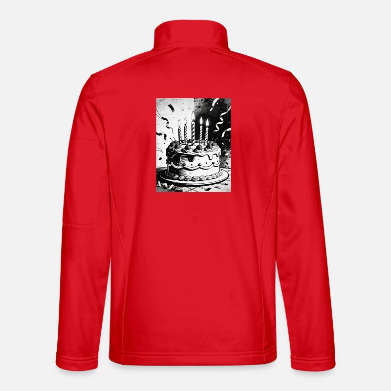 Monochrome Birthday Cake Candles - Unisex Softshell Jacket - red