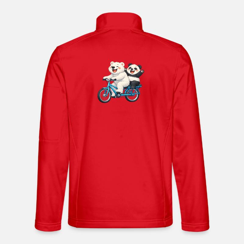Two teddy bears on a bicycle - Unisex Softshell Jacket - red