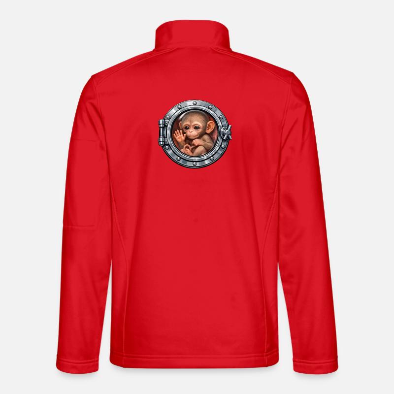 Baby monkey in metal hatch - Unisex Softshell Jacket - red