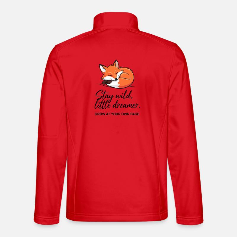 Fox Dreamer: Stay Wild Message - Unisex Softshell Jacket - red