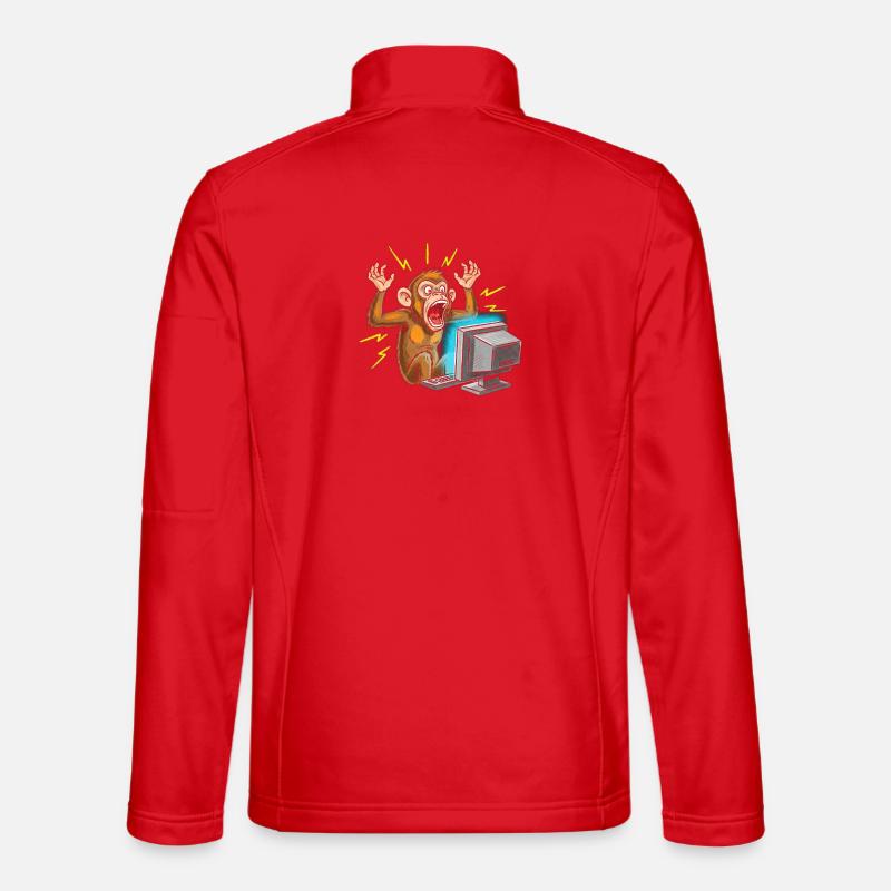 Monkey Computer Outbreak - Unisex Softshell Jacket - red