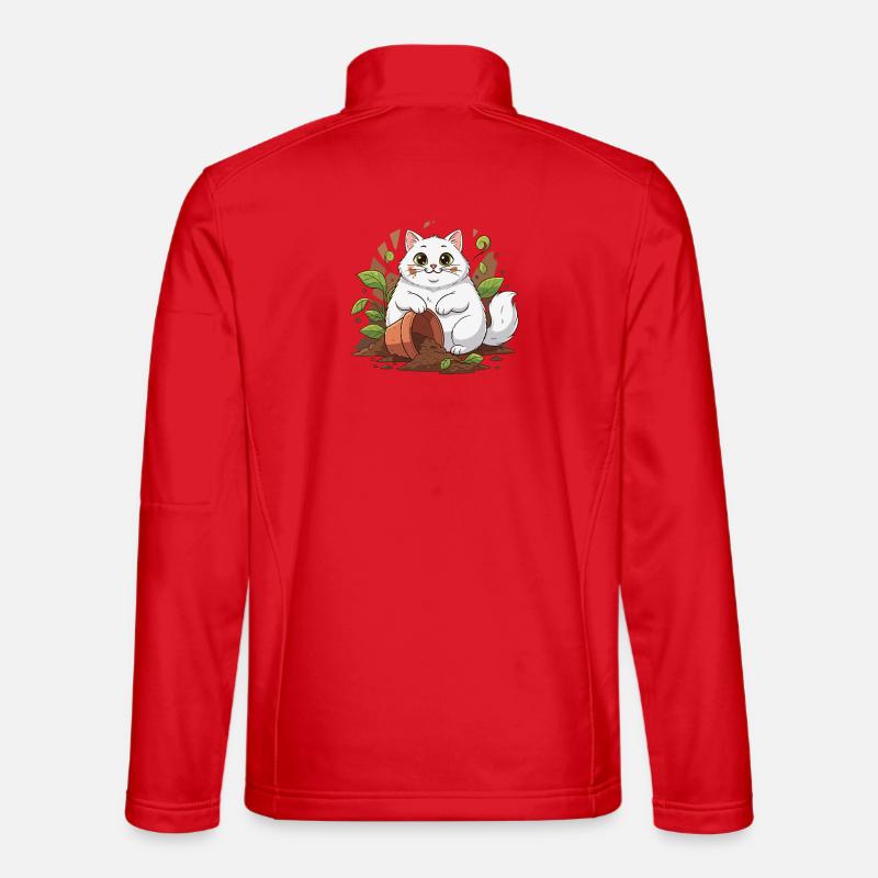 Gartenkatze im Topfabenteuer - Unisex Softshelljacke - Rot