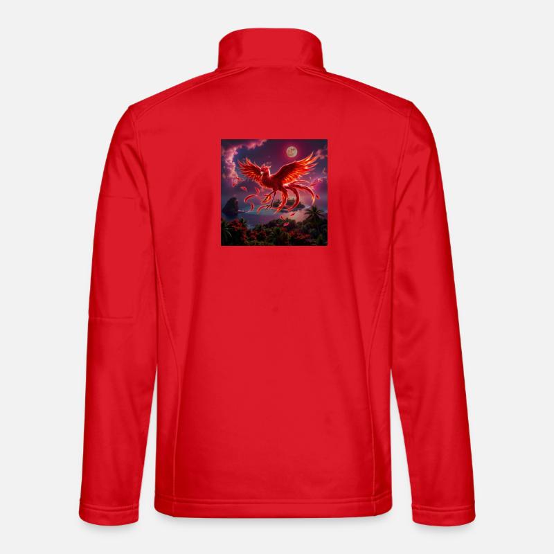 Crimson Phoenix over Tropical Islands - Unisex Softshell Jacket - red