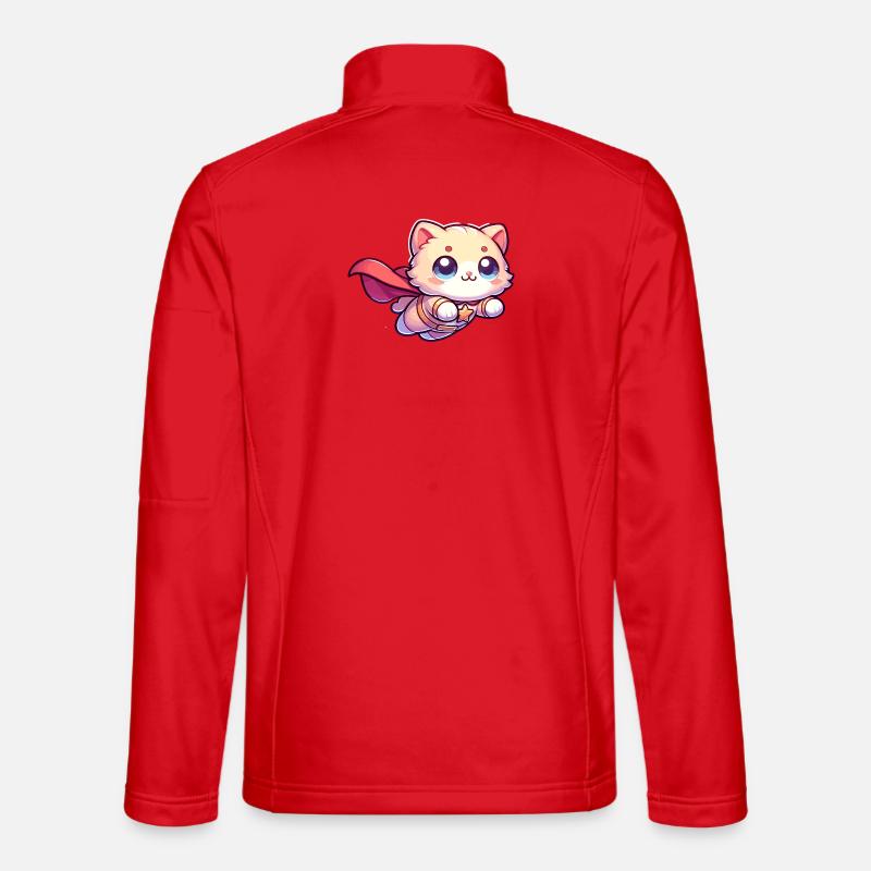 Superhero Cat Kitten Hero Kitty - Unisex Softshell Jacket - red