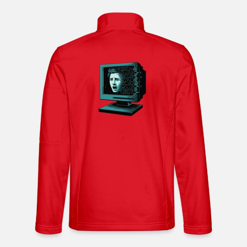 Retro-Computer Schrecken-  Retroglitch KI - Unisex Softshelljacke - Rot