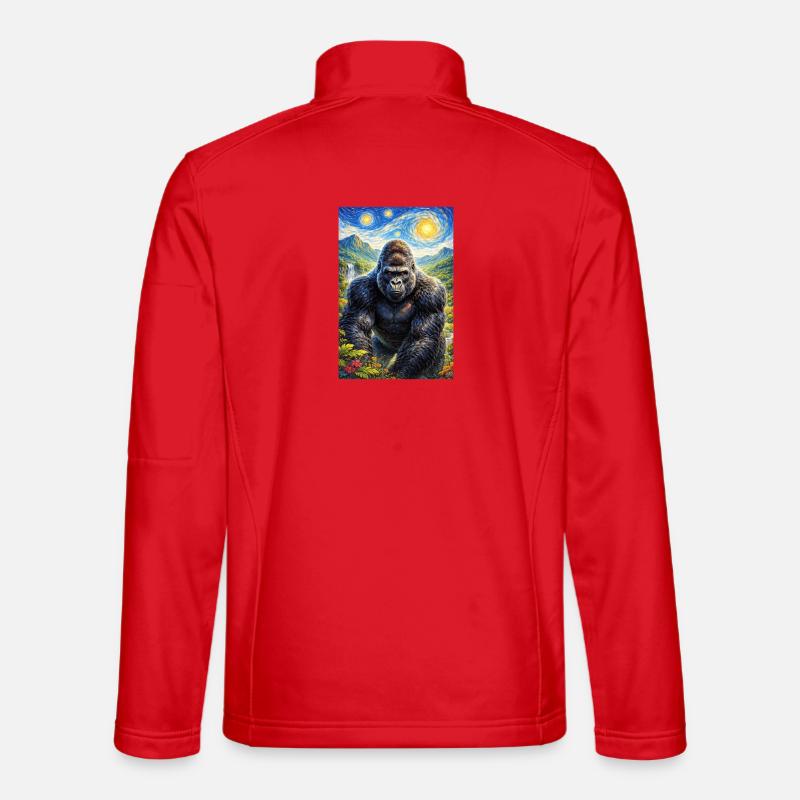 Gorilla im Sternennacht-Dschungel - Unisex Softshelljacke - Rot