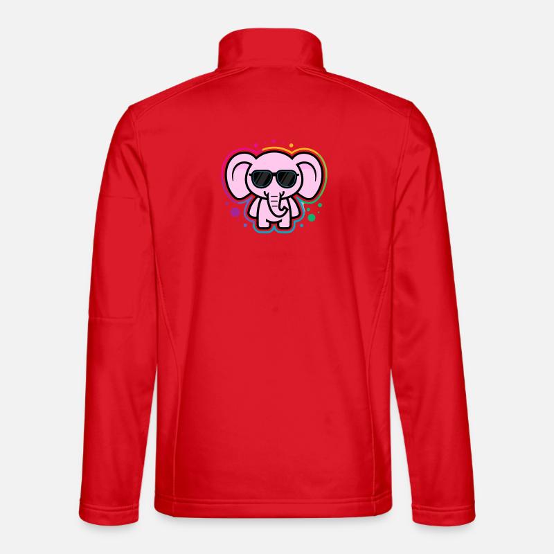 Éléphant Rose avec Lunettes Veste en tissu softshell Unisexe