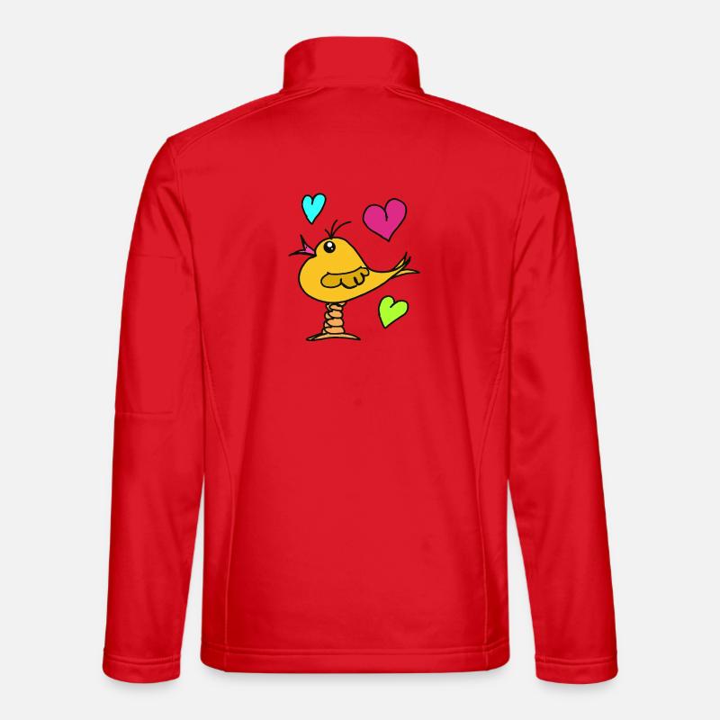 Bird Heart Comic Birds Funny - Unisex Softshell Jacket - red
