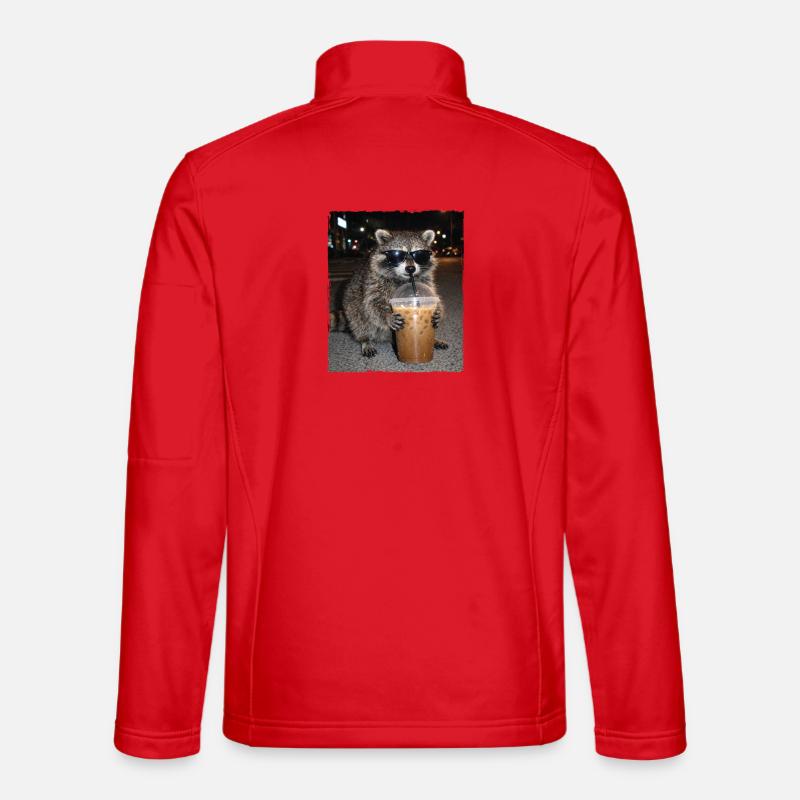 Waschbär-Eiskaffee-Chaos Koffein-Meme-Humor - Unisex Softshelljacke - Rot