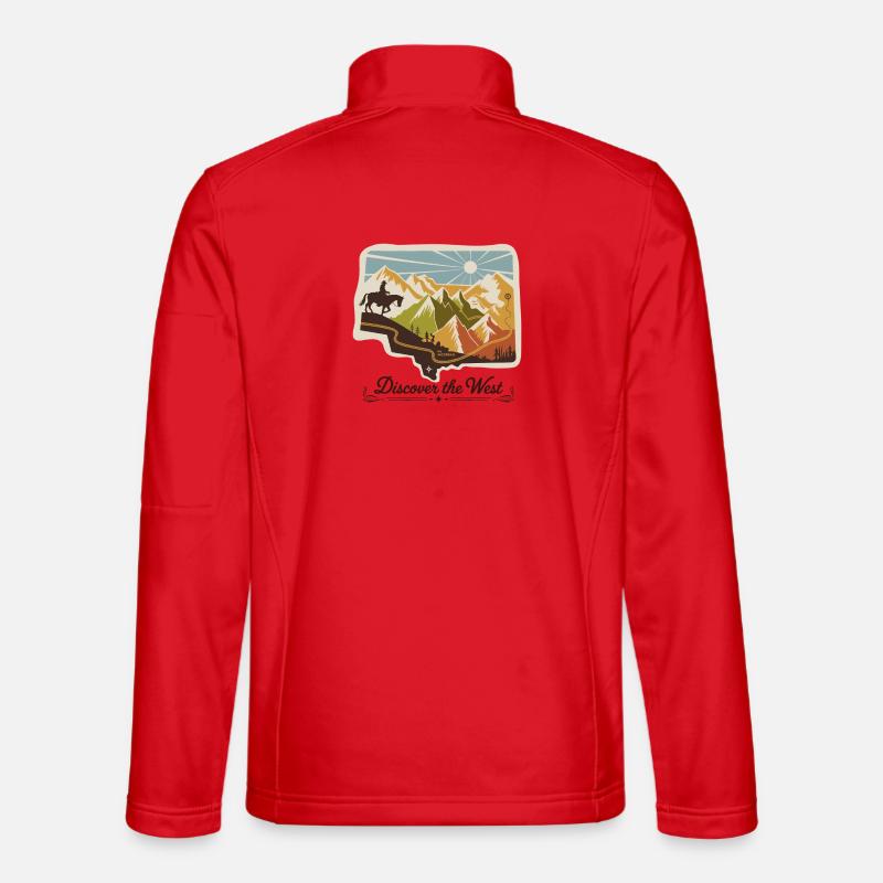 Entdecken Sie den West Mountain Sticker - Unisex Softshelljacke - Rot