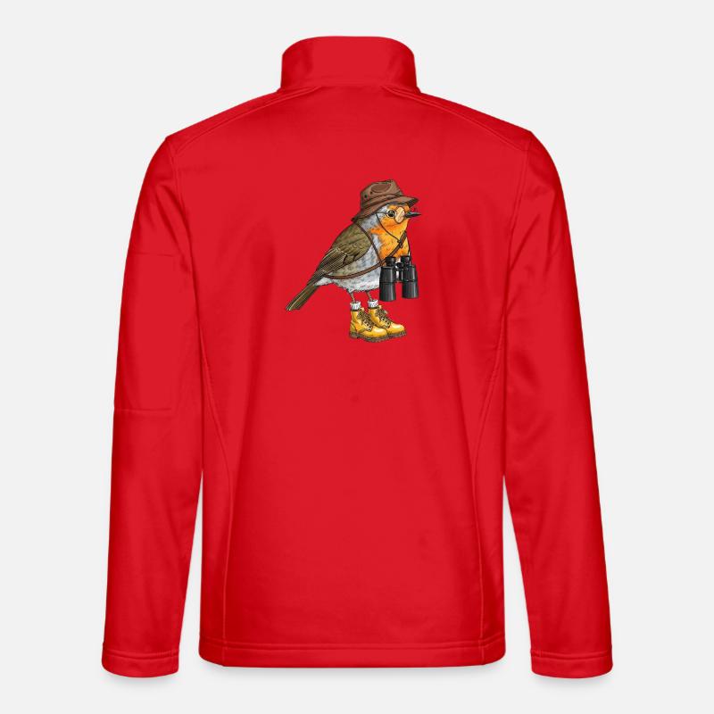 Entdecker-Robin mit Fernglas - Unisex Softshelljacke - Rot
