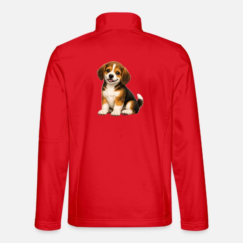 Smiling Beagle Puppy - Unisex Softshell Jacket - red
