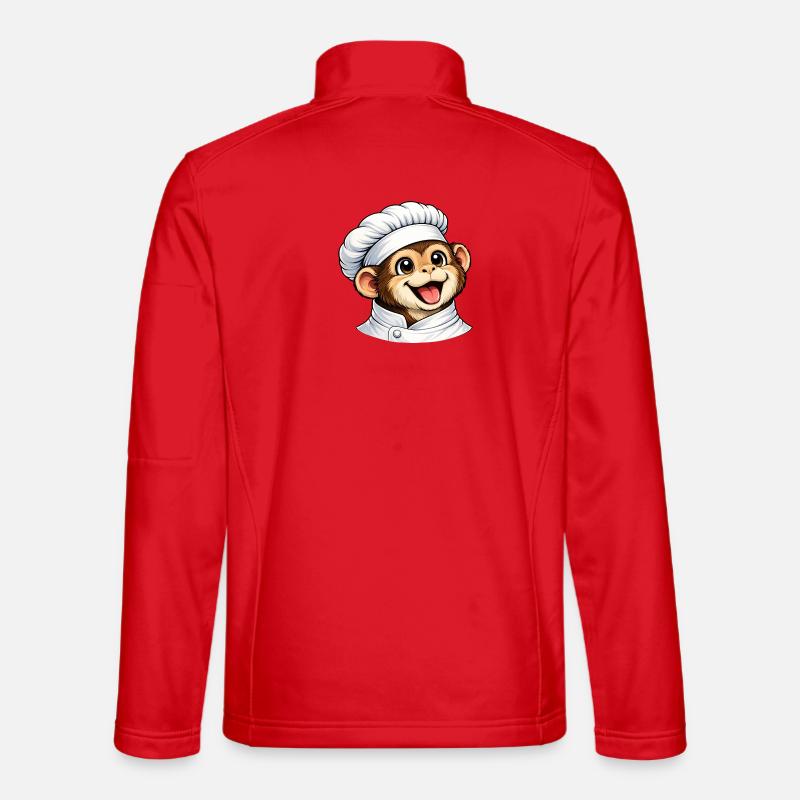 Cute Monkey Chef Cartoon - Unisex Softshell Jacket - red