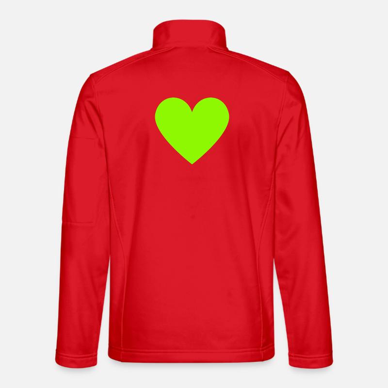 Neon Lime Herz grün retro - Unisex Softshelljacke - Rot