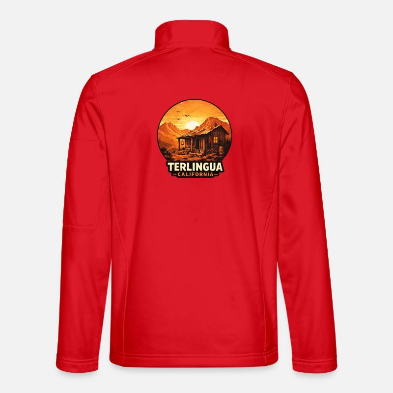 Terlingua Desert Cabin Sunset Motif - Unisex Softshell Jacket - red
