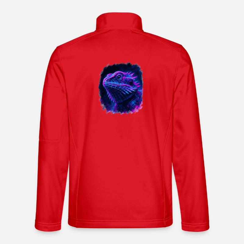 Bearded Dragon Cyberpunk Neon Synthwave - Unisex Softshell Jacket - red