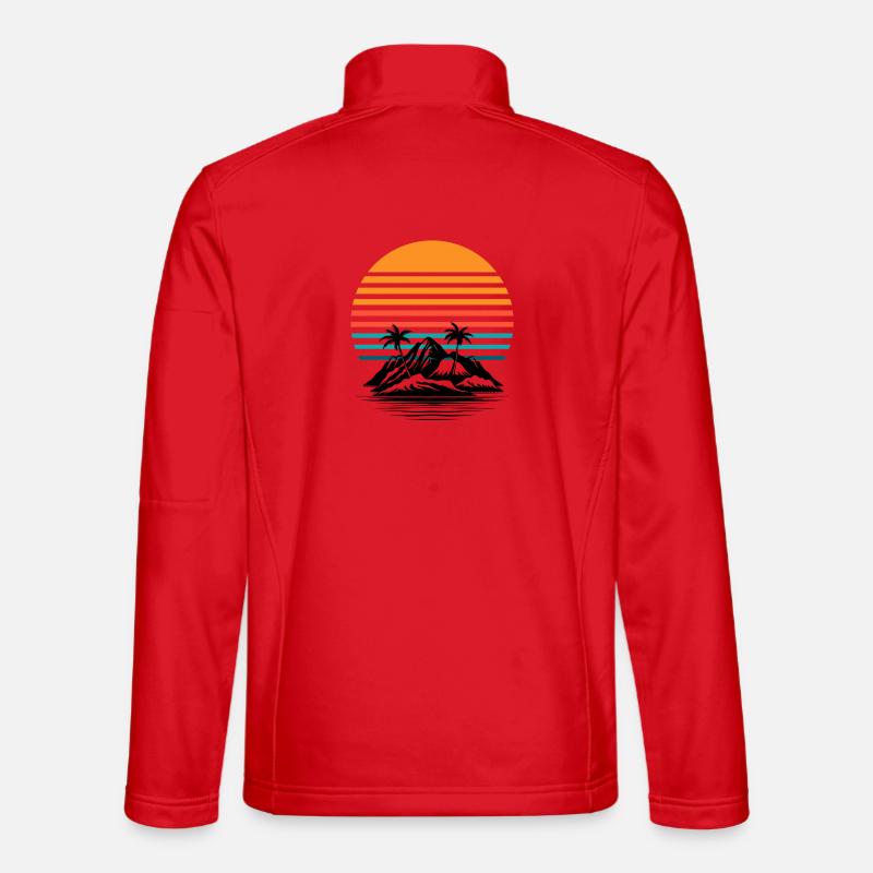 Retro Sonnenpalmenhorizont - Unisex Softshelljacke - Rot