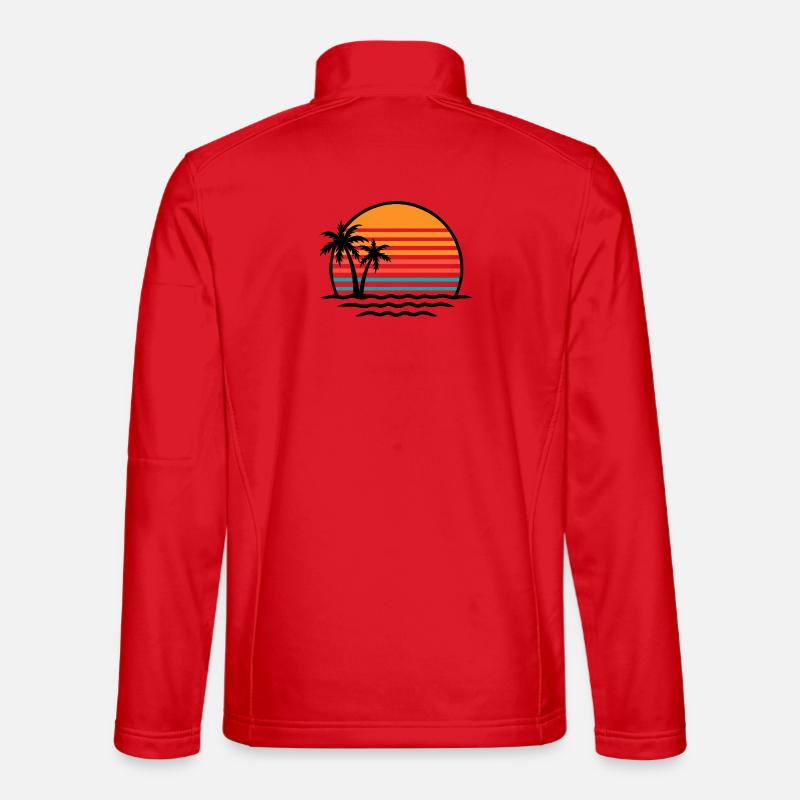 Sunset Retro Palm Trees - Unisex Softshell Jacket - red