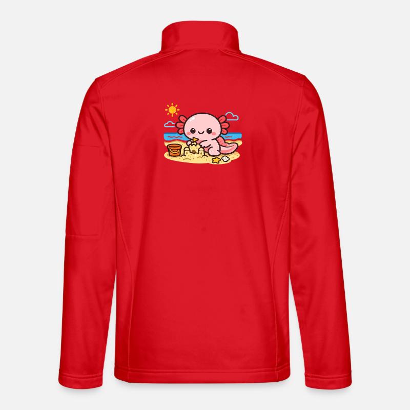 Cuddly Axolotl on the Beach - Unisex Softshell Jacket - red