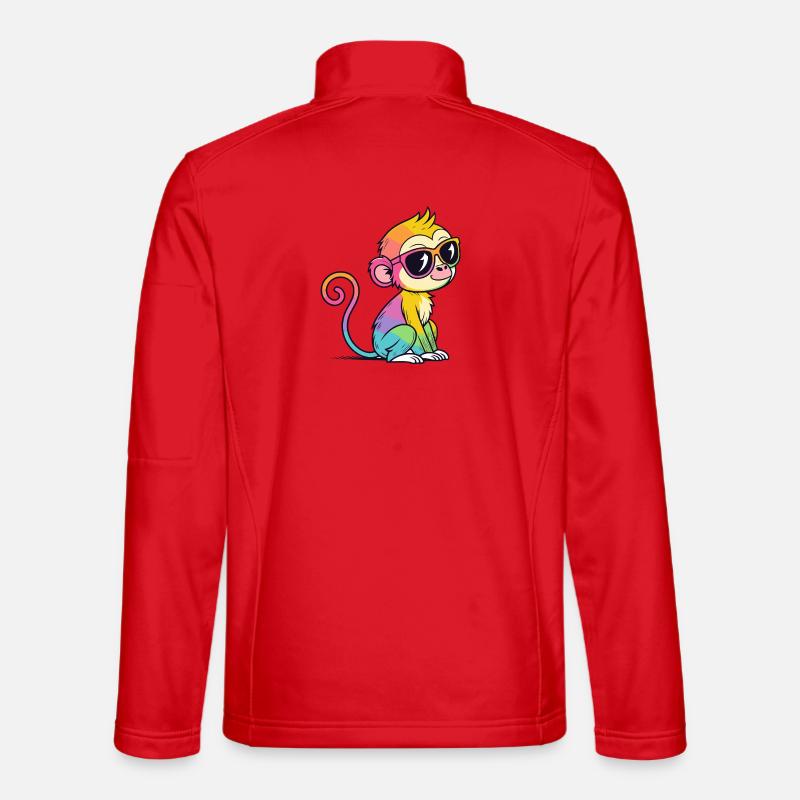 Rainbow Monkey Chic Glasses - Unisex Softshell Jacket - red
