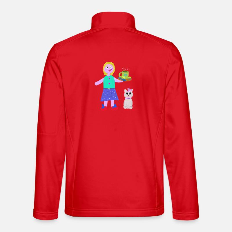 Fille joyeuse Café Praliné Chat - Veste en tissu softshell Unisexe - rouge