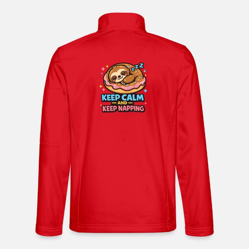 Donut Sleeping Sloth Illustration - Unisex Softshell Jacket - red