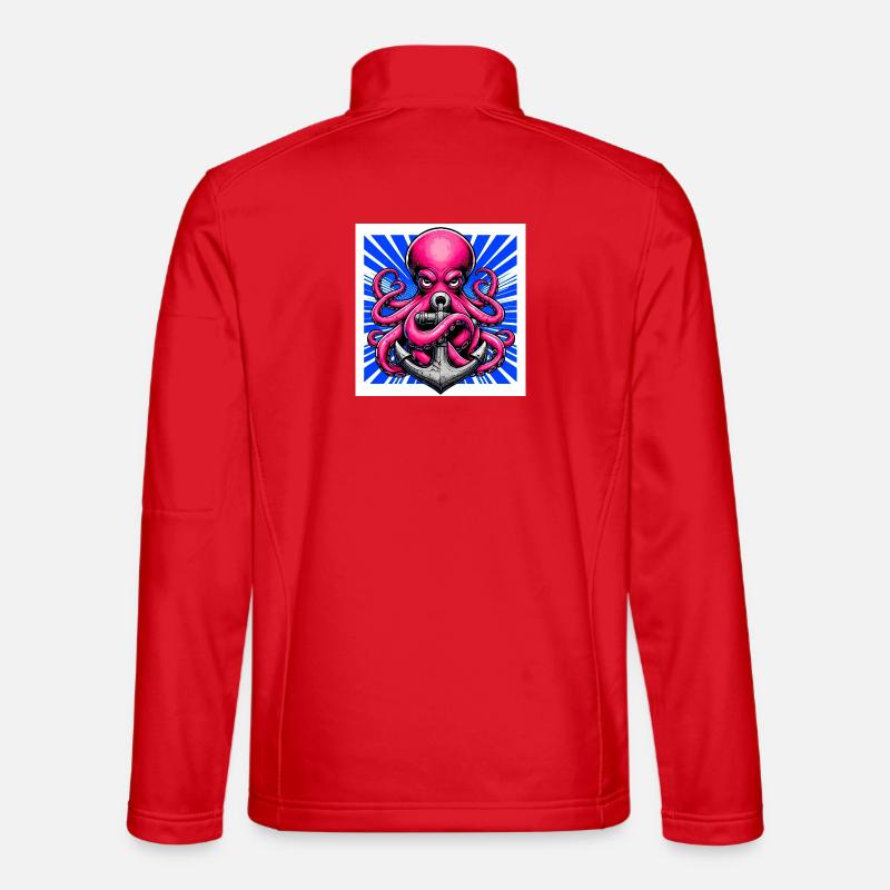 Oktopus umarmt einen Anker - Unisex Softshelljacke - Rot