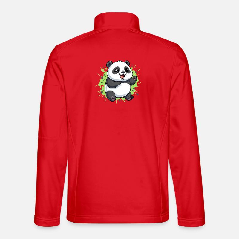 Fröhlicher Panda Splash - Unisex Softshelljacke - Rot
