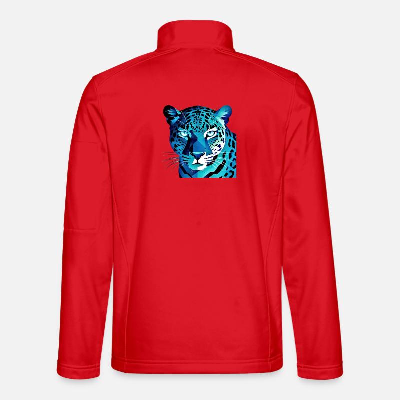 Fluorescent Geometric Blue Leopard - Unisex Softshell Jacket - red
