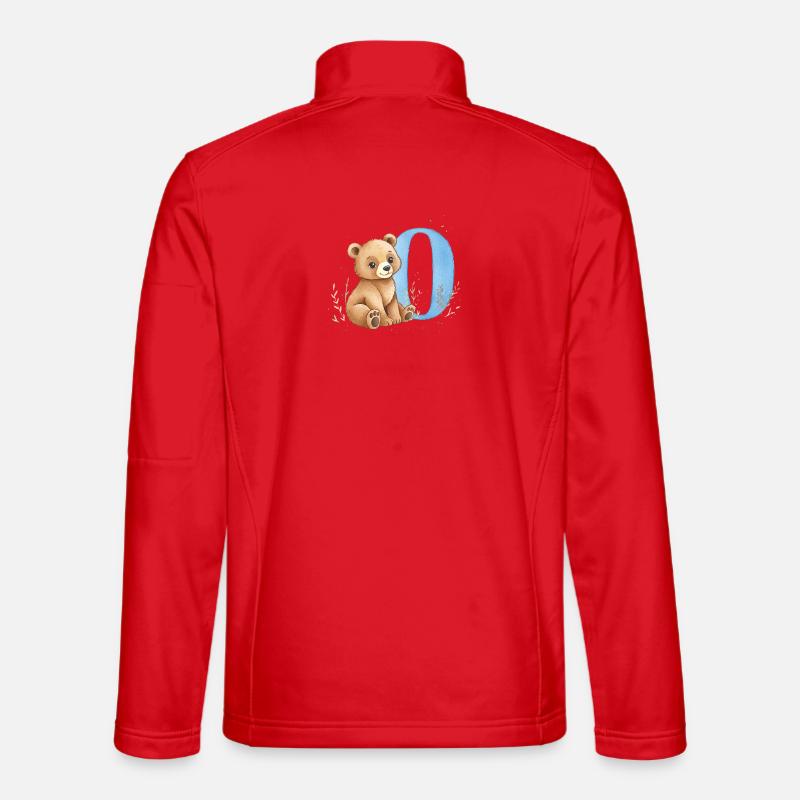 Bear with letter O - Unisex Softshell Jacket - red