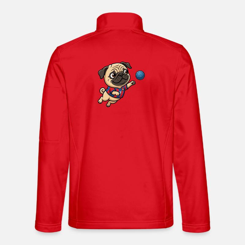 Lustiger Mops Handballfan Nummer 7 - Unisex Softshelljacke - Rot