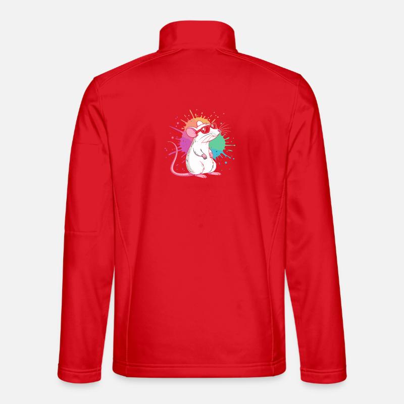 Elegante Ratte unter farbigen Splittern - Unisex Softshelljacke - Rot