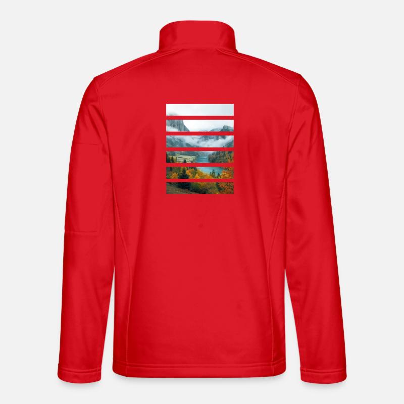 Autumn Valleys and Peaceful Lake - Unisex Softshell Jacket - red